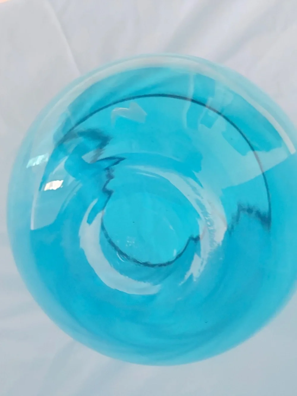 LSA International Peacock Blue Blown Glass Vase Slanted Rim made in Poland 8